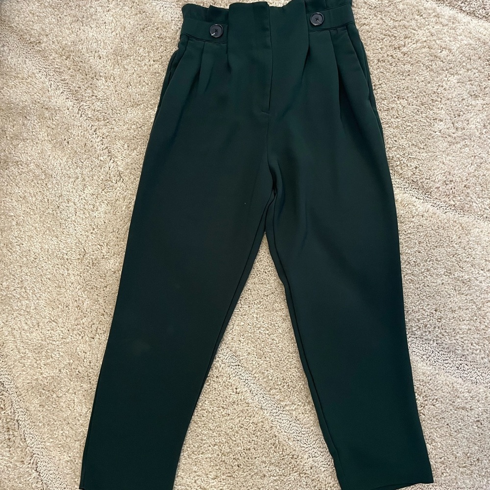 H&M Hunter Green High Waisted Trousers